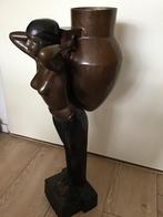 Aparte KOPEREN ART DECO BEELD  Vrouw met een grote kruik, Ophalen of Verzenden