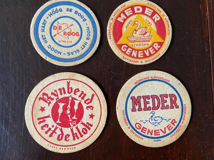 4 mini bierviltjes eind jaren 50., Verzamelen, Biermerken, Gebruikt, Viltje(s), Overige merken, Ophalen of Verzenden