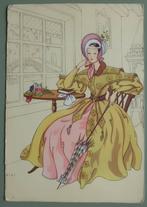 Dickens stijl 32 - vrouw in stoel - kerstmis jaren 50, Ophalen of Verzenden, 1940 tot 1960, Ongelopen, Feest(dag)