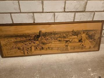 Oude Panorama-tekening Rotterdam – 1940 beschikbaar voor biedingen