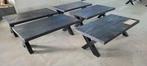 Rechte zwarte mangohouten salontafel voorzien van x-poten, Huis en Inrichting, Tafels | Salontafels, 50 tot 100 cm, Minder dan 50 cm