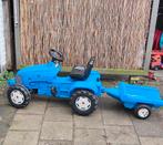 Blauwe speelgoed tractor met aanhanger, Kinderen en Baby's, Speelgoed | Buiten | Voertuigen en Loopfietsen, Ophalen, Gebruikt