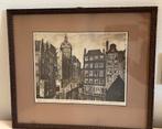 Het Kolkje Amsterdam - ingelijst, Antiek en Kunst, Kunst | Etsen en Gravures, Ophalen