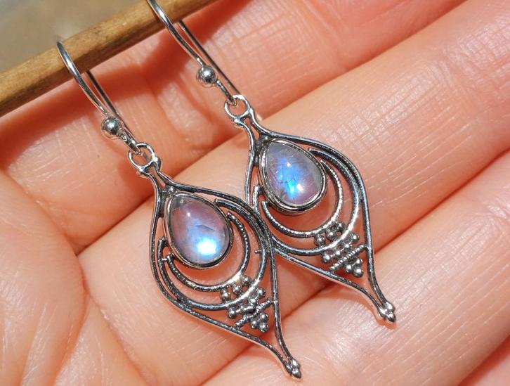 Vanoli 925 zilveren oorbellen met maansteen, Sieraden, Tassen en Uiterlijk, Oorbellen, Nieuw, Hangers, Zilver, Wit, Met edelsteen