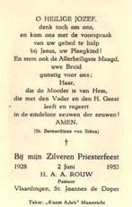 Rouw H.A.A. zilveren priesterfeest 1953 Vlaardingen, Ophalen of Verzenden