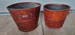 2 leren emmers, Huis en Inrichting, Emmers, Ophalen, Gebruikt, Overige materialen, Met handgreep