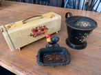 Brocante koekblik/ afval-as blik / Franse zeephouder, Antiek en Kunst, Ophalen of Verzenden