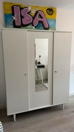 Witte houten kast met hang- en leg gedeelte, Huis en Inrichting, Kasten | Kledingkasten, Ophalen, Met plank(en), Gebruikt, 100 tot 150 cm