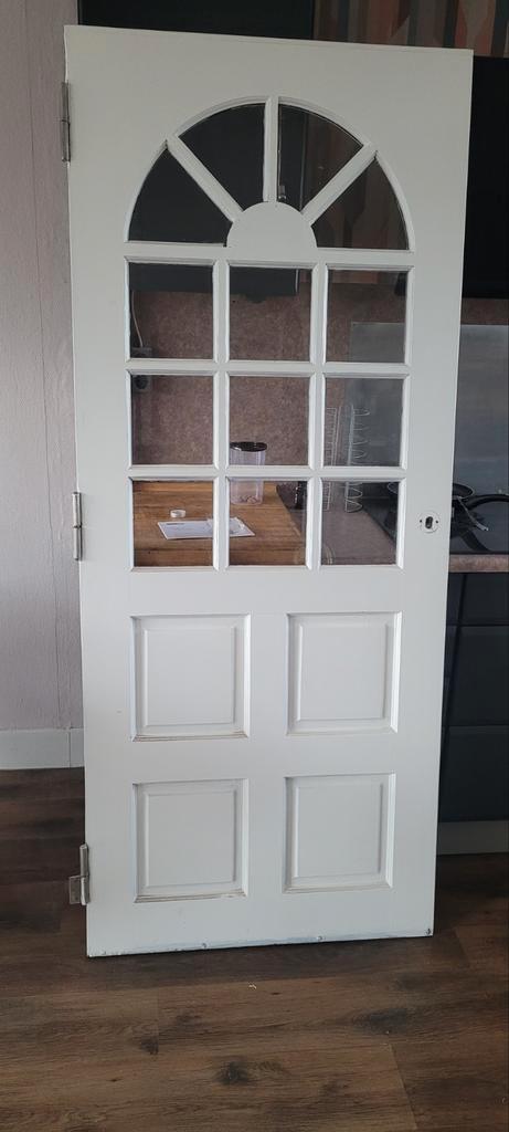 Houten Binnendeur met plexiglas, Doe-het-zelf en Verbouw, Deuren en Horren, Gebruikt, Binnendeur, Minder dan 200 cm, 80 tot 100 cm