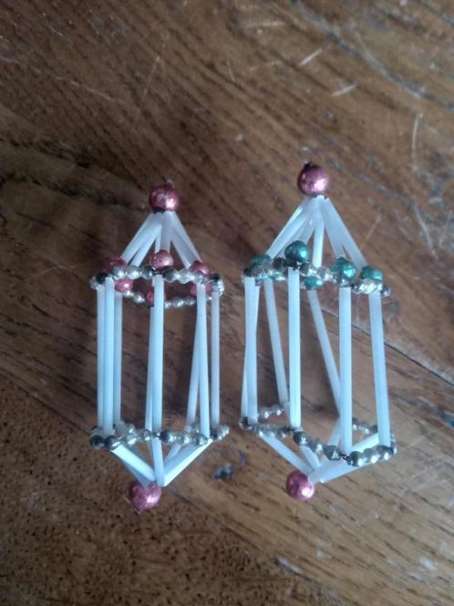 setje van 2 antieke glazen gablonzers model lantaarn, Diversen, Kerst, Gebruikt, Ophalen of Verzenden