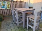 Steigerhouten set 6 krukken tuinset  met grote tafel, Tuin en Terras, Ophalen, Steigerhout