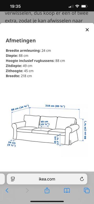 Ikea ektorp 2 en 3 zits bank - afbeelding 8