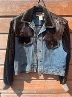 Vintage denim/leer jacket, Ophalen of Verzenden, Gedragen, Maat 46 (S) of kleiner