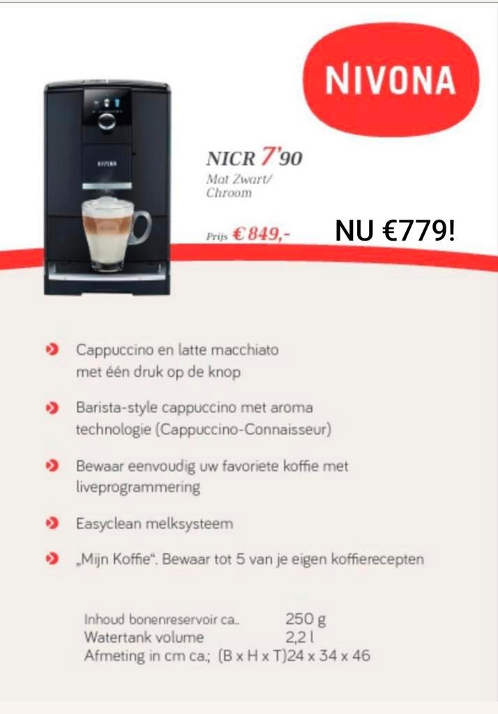 Nivona NICR 790 nu met 3kg koffie cadeau!, Witgoed en Apparatuur, Koffiezetapparaten, Nieuw, Gemalen koffie, Koffiebonen, Koffiemachine