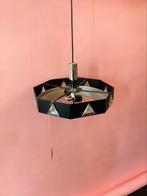 Zweedse Hanglamp uit 1970 zwart metaal en kristal, Verzenden, Zo goed als nieuw, Metaal, Minder dan 50 cm