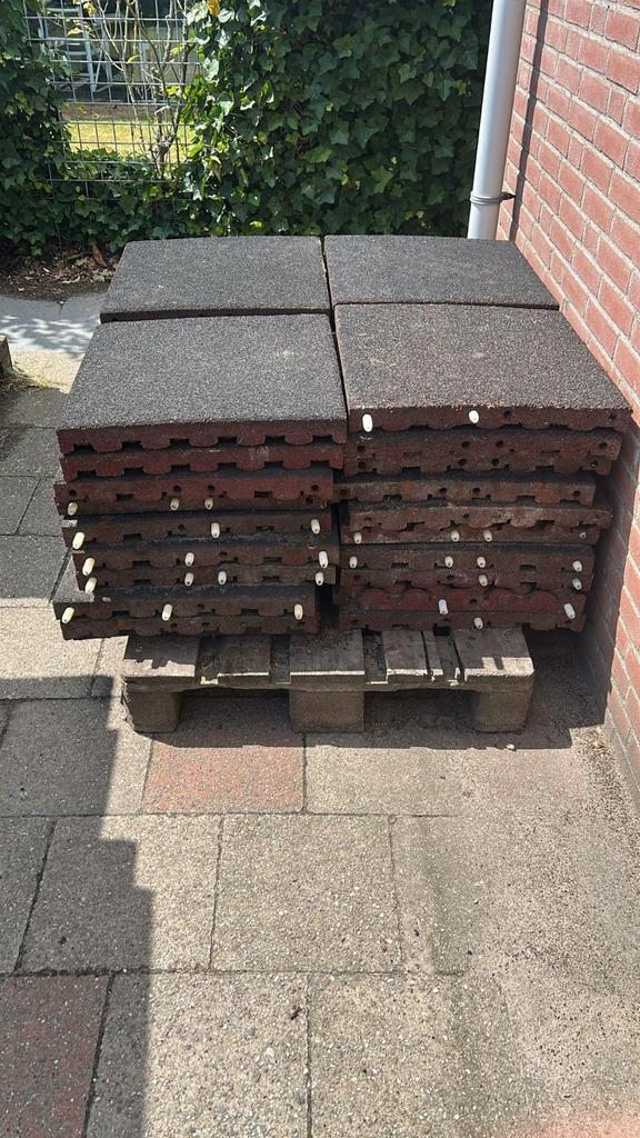 Rubberen tegels 50x50x5 staltegels terrastegels zwembad, Tuin en Terras, Tegels en Klinkers, Zo goed als nieuw, Terrastegels, Rubber