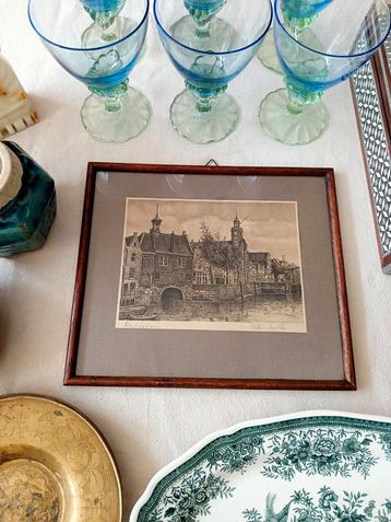 Vintage schilderij Delfshaven Kolk beschikbaar voor biedingen