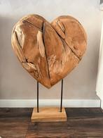 Groot zwaar houten hart ornament op voet poot, Ophalen, Zo goed als nieuw