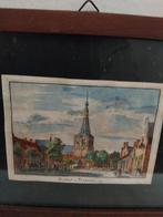 Tilburg markt 1740 ingekleurde ets, Antiek en Kunst, Kunst | Etsen en Gravures, Ophalen of Verzenden