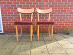 prachtige retro vintage stoelen rode imitatieleren bekleding, Twee, Leer, Ophalen of Verzenden, Zo goed als nieuw