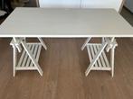 Witte IKEA tekentafel met schragen, Ophalen, In hoogte verstelbaar, Zo goed als nieuw, Bureau