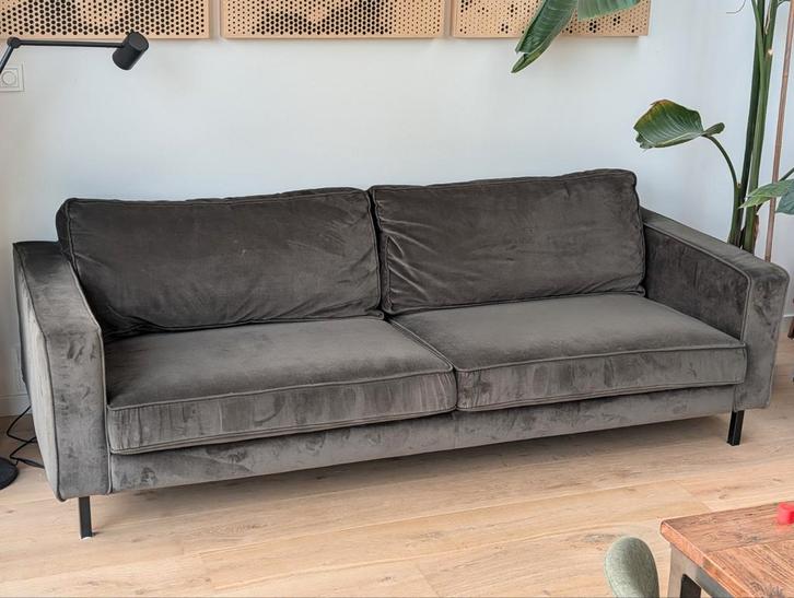 Bank Robin Woood 3-zits fluweelgroen, Huis en Inrichting, Banken | Bankstellen, Gebruikt, 200 tot 250 cm, 75 tot 100 cm, Ophalen