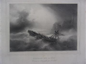 Gudin, Th. - Naufrage sur la côte. Dessiné et Lithogr. Gudin beschikbaar voor biedingen