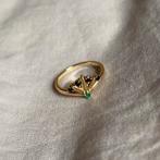 smaragd saffier ring vintage goud 9k, Verzenden