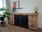 (Gereserveerd) Mangohouten dressoir, Huis en Inrichting, Ophalen, 150 tot 200 cm, Zo goed als nieuw, Metaal