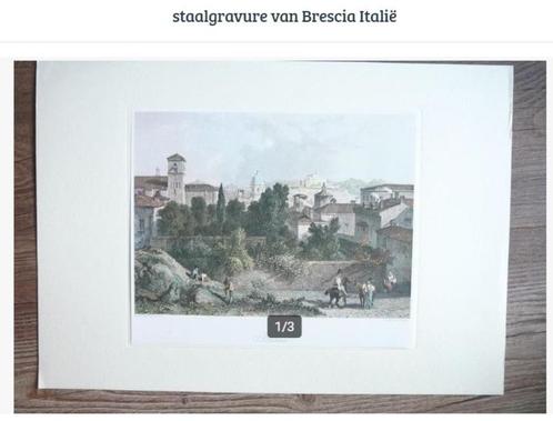 staalgravure van Brescia Italië, Antiek en Kunst, Kunst | Etsen en Gravures, Ophalen of Verzenden