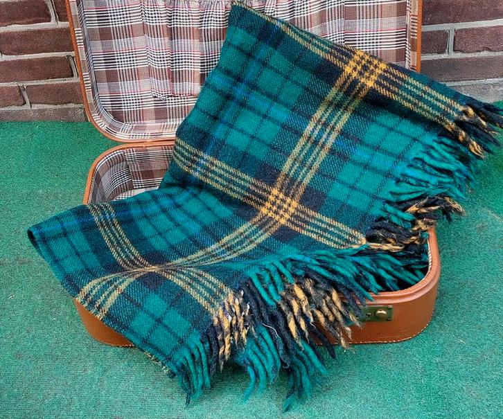 Vintage Schotse Plaid Wollen Deken gemerkt Woolly, Huis en Inrichting, Woonaccessoires | Plaids en Woondekens, Gebruikt, Ophalen of Verzenden