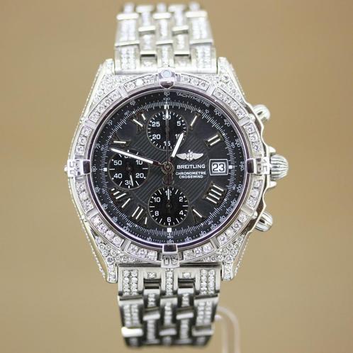 Breitling Crosswind Full Diamant A13355, Sieraden, Tassen en Uiterlijk, Horloges | Heren, Gebruikt, Polshorloge, Breitling, Staal