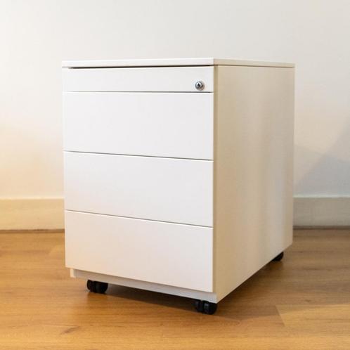 Witte verrijdbare ladeblok, Huis en Inrichting, Bureaus, Gebruikt, Bureau, Ophalen of Verzenden