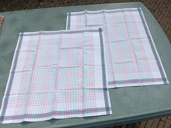 2 Vintage NIEUWE katoen theedoek keukendoek 65 x 65 cm (N47), Huis en Inrichting, Keuken | Textiel, Nieuw, Theedoek of Handdoek