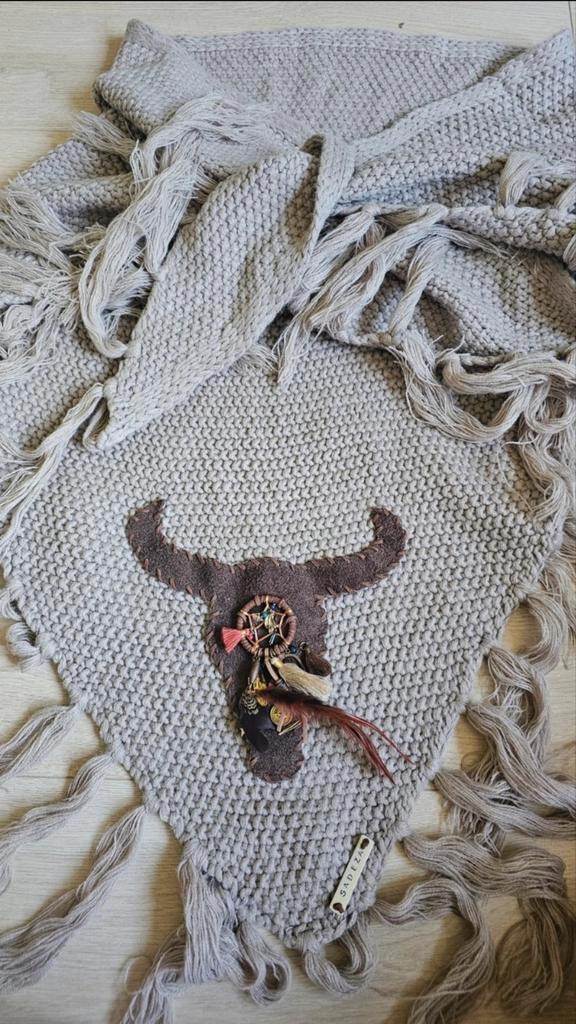 Bohemian Ibiza Sjaal met Franjes, Kleding | Dames, Mutsen, Sjaals en Handschoenen, Zo goed als nieuw, Sjaal, Ophalen of Verzenden
