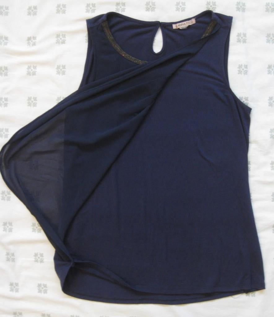 Anna Field blauwe top, met glitter langs de hals, voile, 38, Maat 38/40 (M), Anna Field, Blauw, Ophalen of Verzenden