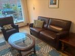 Leren bankstel (3 zits bank en 2 fauteuils), Huis en Inrichting, Ophalen, Gebruikt, Leer