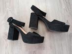 Sandalen suède look zwart mt 36,hak 9 cm, Pull&Bear, Zwart, Zo goed als nieuw, Pull & Bear, Sandalen of Muiltjes