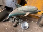 Unieke bronzen dolfijn als onderstel voor salontafel, Antiek en Kunst, Antiek | Koper en Brons, Ophalen, Brons