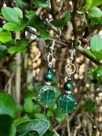 Oorbellen Edine glas-parel-swarovski verzilverd, Sieraden, Tassen en Uiterlijk, Oorbellen, Hangers, Nieuw, Groen, Zilver