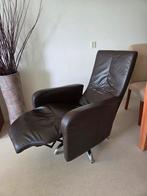 Lederen, leren relaxfauteuil, relaxstoel, fauteuil, stoel, Huis en Inrichting, Fauteuils, Ophalen, Gebruikt, 75 tot 100 cm, Metaal