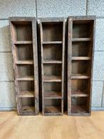 3 Uniek Antieke Houten 5-vaks Vakjeskast WC Keuken Badkamer, Antiek en Kunst, Ophalen of Verzenden