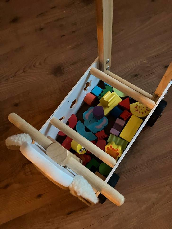 Loopwagen Schaapje + Extra Blokken!, Kinderen en Baby's, Speelgoed | Educatief en Creatief, Zo goed als nieuw, Bouwen, Ophalen