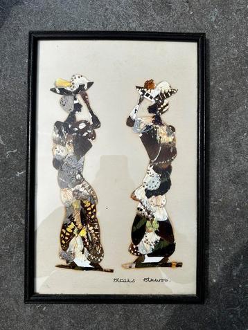 Vintage Afrikaans Kunstwerk – Vlinder Collage beschikbaar voor biedingen