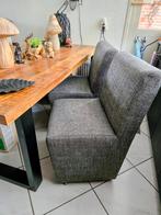 Grijze Eetkamerstoelen op wieltjes + Bankje, Huis en Inrichting, Stoelen, Ophalen