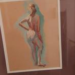 Jan Wiegers Aquarel - Vrouwelijk Naakt, Antiek en Kunst, Ophalen of Verzenden