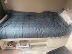 1 persoonsbed met goed en schoon matras, 90 cm, Gebruikt, Eenpersoons, Wit