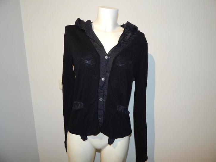 Annette Gortz zwart vest capuchon kreukel stof glinster M, Kleding | Dames, Truien en Vesten, Zo goed als nieuw, Maat 38/40 (M)