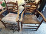 Boerenstoelen eiken met biezenmat / gestoffeerd, Ophalen, Zo goed als nieuw, Riet of Rotan, Twee