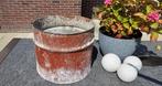 Vintage ijzeren cement bak bloembak decoratie planten retro, Ophalen, Overige materialen, Gebruikt, Rond